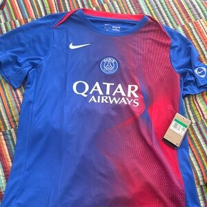 Nike  Blue & Red PSG Soccer Jersey with Qatar Airways Logo XL slim fit nwt
